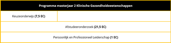 Programma masterjaar 2 Klinische Gezondheidswetenschappen